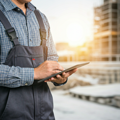 Tablet mit Projektplanung in einer Werkstatt